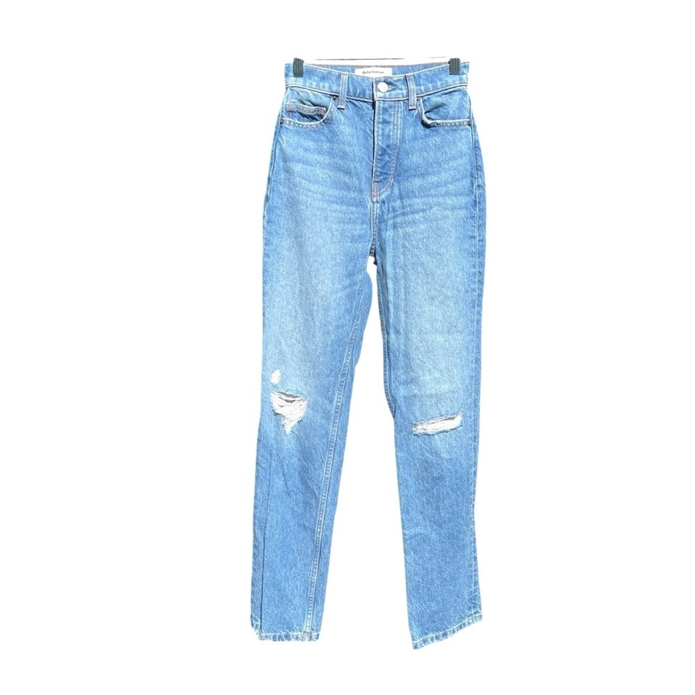 REFORMATION Cynthia High Rise Straight Jean Shasta Destroyed Size 23 - Picture 4 of 14